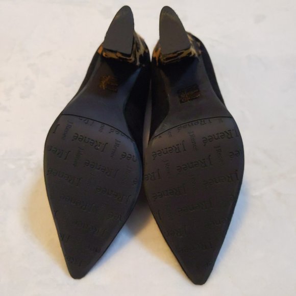 J. Renee Black Suede Leopard Print Block Heels Size 7.5 Wide Width - Picture 7 of 9
